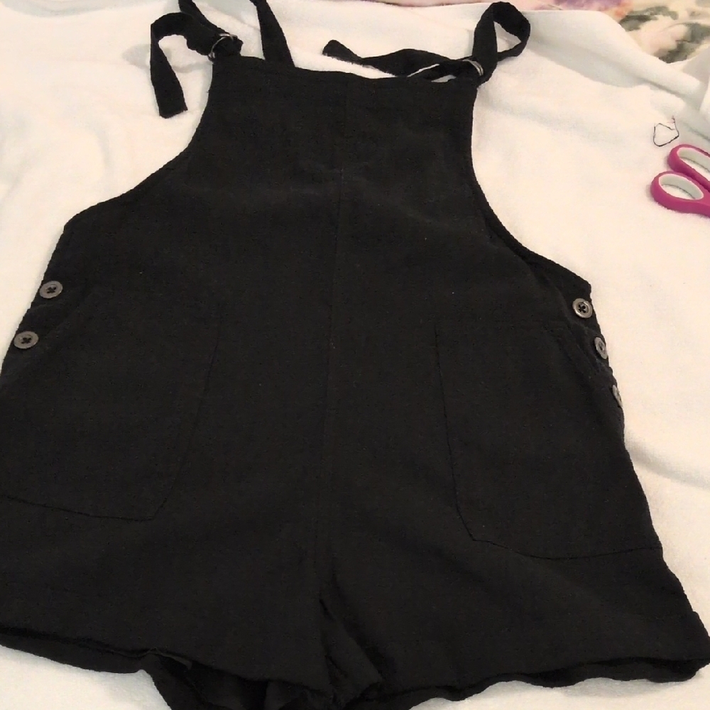 Hollister Black Overalls with Side Buttons